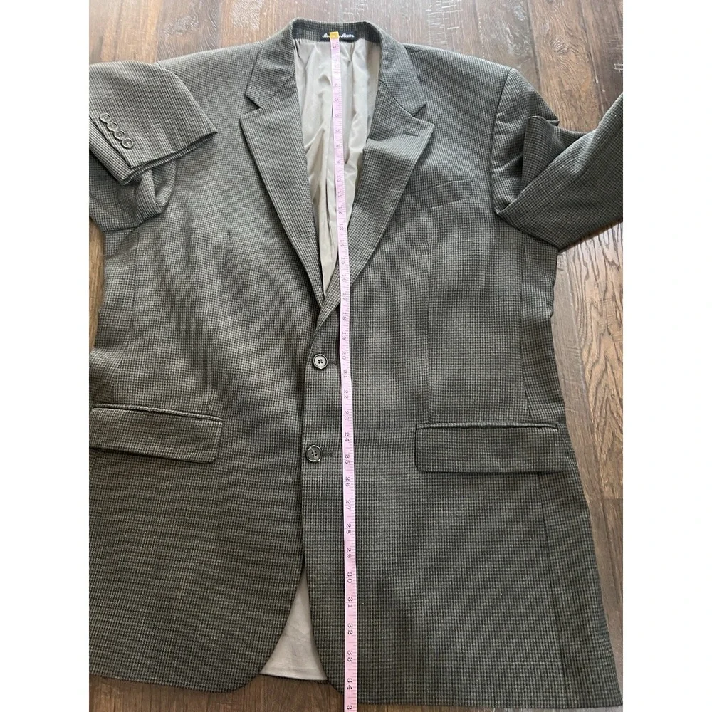 VTG Ralph Lauren‎ Mens 44L Suit Jacket Wool Mini Houndstooth Blazer Sport Coat
